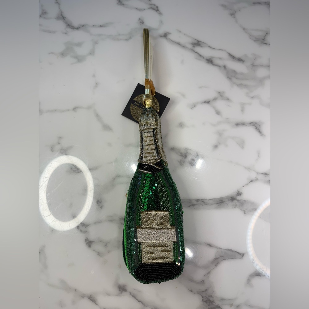 Viral Beaded Bag NWT Champagne Bottle Shape Made in India Clutch Wristlet